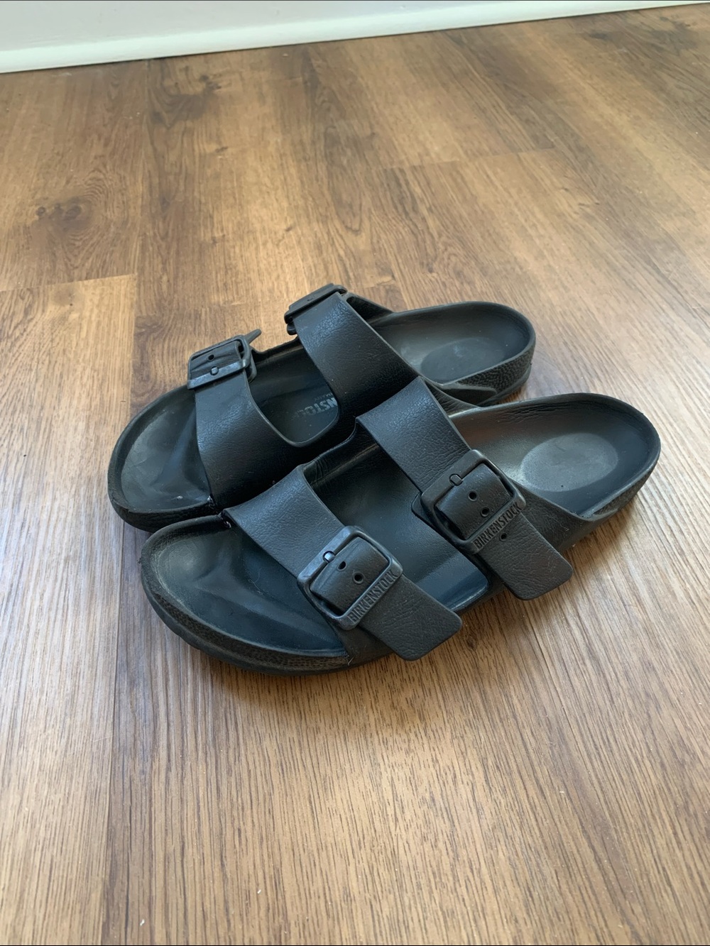 Birkenstock Black Double-Strap Slide Sandals with Buckles